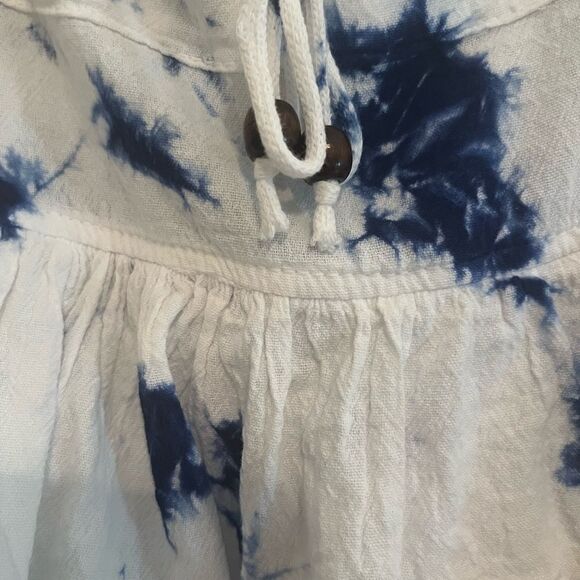 Blue and White Tiered Bubble Mini Skirt - Picture 5 of 10